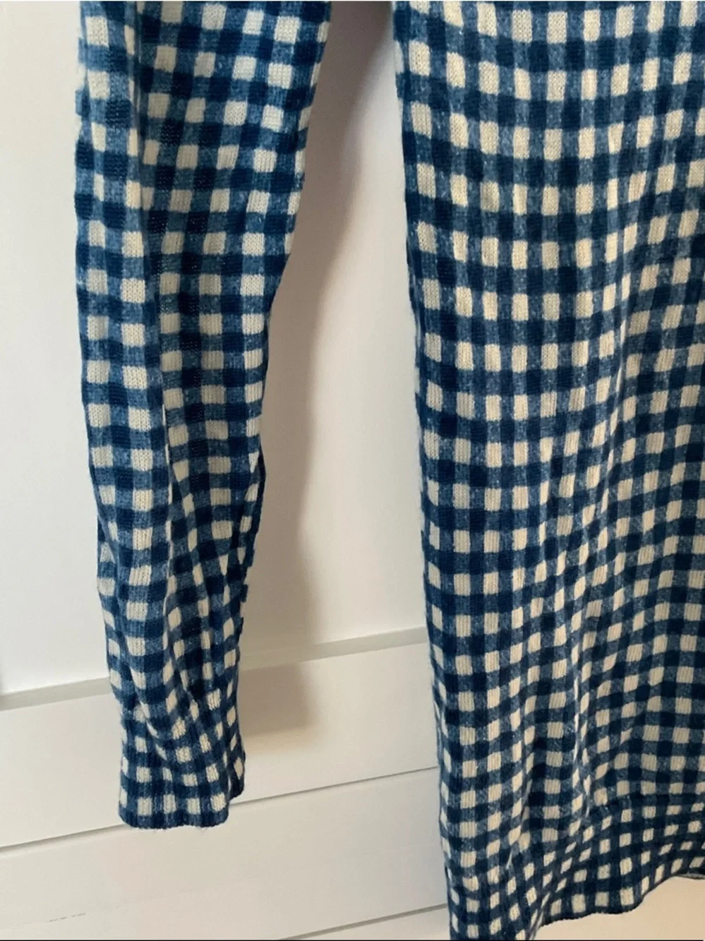 J. Crew Tippi Blue and White Gingham Crewneck Sweater
